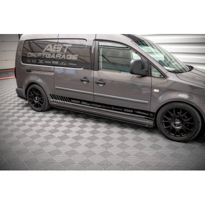 Maxton Design difuzory pod boční prahy pro Volkswagen Caddy Mk3 Facelift, černý lesklý plast ABS, pro verzi Long