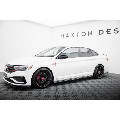 Maxton Design difuzory pod boční prahy pro Volkswagen Jetta Mk7 GLI, černý lesklý plast ABS