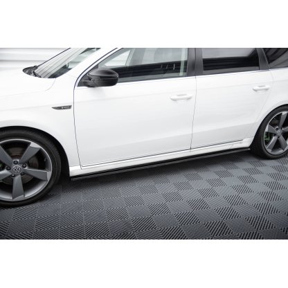 Maxton Design difuzory pod boční prahy pro Volkswagen Passat Mk7 (B7), černý lesklý plast ABS, Variant/Sedan