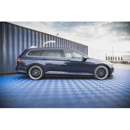 Maxton Design difuzory pod boční prahy pro Volkswagen Passat Mk8 (B8), černý lesklý plast ABS