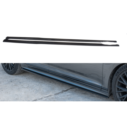 Maxton Design difuzory pod boční prahy pro Volkswagen Passat Mk8 (B8), černý lesklý plast ABS, R-Line