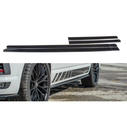 Maxton Design difuzory pod boční prahy pro Volkswagen T6, černý lesklý plast ABS