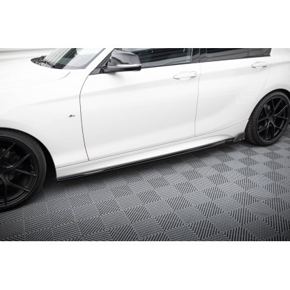 Maxton Design difuzory pod boční prahy s křidélky v.5 pro BMW řada 1 F20- F21 Facelift, černý lesklý plast ABS, M-Pack/M140i