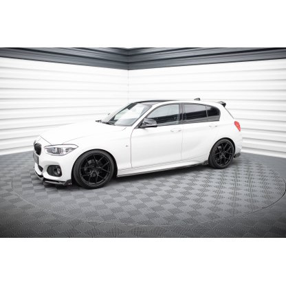 Maxton Design difuzory pod boční prahy s křidélky v.5 pro BMW řada 1 F20- F21 Facelift, černý lesklý plast ABS, M-Pack/M140i