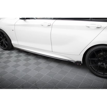 Maxton Design difuzory pod boční prahy s křidélky v.5 pro BMW řada 1 F20- F21 Facelift, černý lesklý plast ABS, M-Pack/M140i