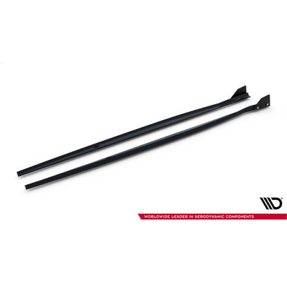 Maxton Design difuzory pod boční prahy s křidélky v.5 pro BMW řada 1 F20- F21 Facelift, černý lesklý plast ABS, M-Pack/M140i