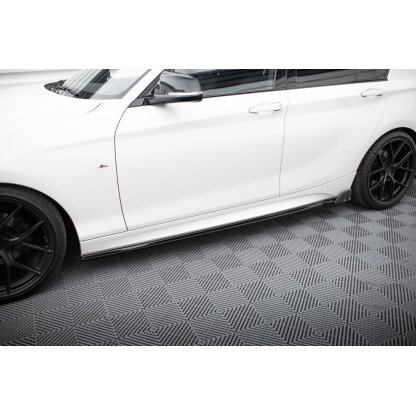 Maxton Design difuzory pod boční prahy s křidélky v.5 pro BMW řada 1 F20- F21 Facelift, černý lesklý plast ABS, M-Pack/M140i