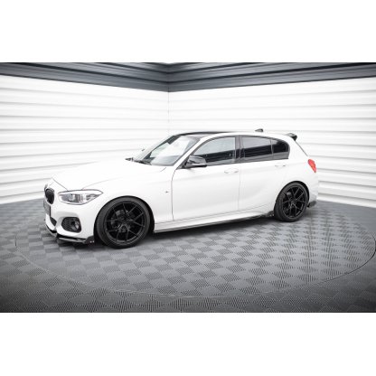 Maxton Design difuzory pod boční prahy s křidélky v.5 pro BMW řada 1 F20- F21 Facelift, černý lesklý plast ABS, M-Pack/M140i