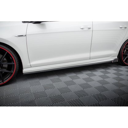 Maxton Design difuzory pod boční prahy v.3 s křidélky pro Volkswagen Golf R Mk7, černý lesklý plast ABS