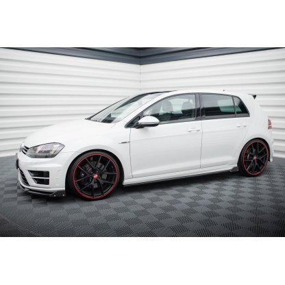 Maxton Design difuzory pod boční prahy v.3 s křidélky pro Volkswagen Golf R Mk7, černý lesklý plast ABS