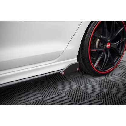 Maxton Design difuzory pod boční prahy v.3 s křidélky pro Volkswagen Golf R Mk7, černý lesklý plast ABS