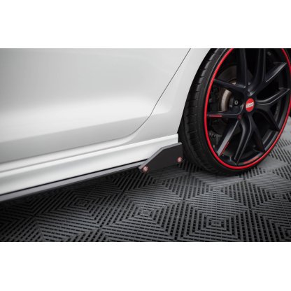 Maxton Design difuzory pod boční prahy v.3 s křidélky pro Volkswagen Golf R Mk7, černý lesklý plast ABS