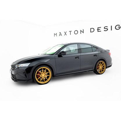 Maxton Design difuzory pod boční prahy ver.1 pro Škoda Octavia RS Mk4, černý lesklý plast ABS