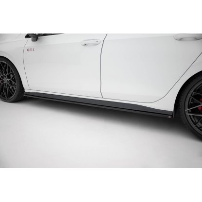 Maxton Design difuzory pod boční prahy ver.1 pro Volkswagen Golf GTI Mk8, černý lesklý plast ABS