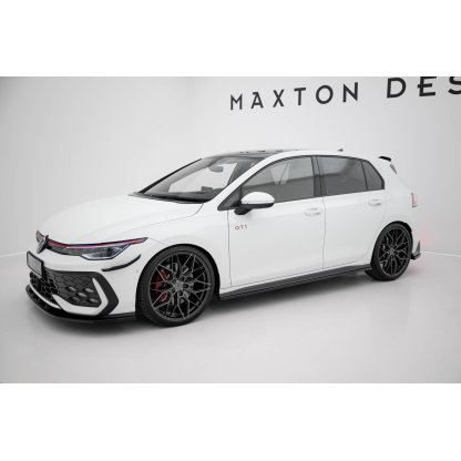 Maxton Design difuzory pod boční prahy ver.1 pro Volkswagen Golf GTI Mk8, černý lesklý plast ABS