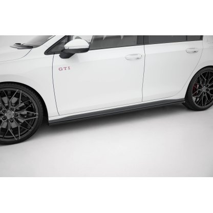 Maxton Design difuzory pod boční prahy ver.1 pro Volkswagen Golf GTI Mk8, černý lesklý plast ABS