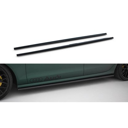 Maxton Design difuzory pod boční prahy ver.2 pro Audi A6 C7, černý lesklý plast ABS, S-Line Sedan / S-Line Avant