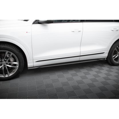 Maxton Design difuzory pod boční prahy ver.2 pro Audi Q8 Mk 1, Mk 1 FL, černý lesklý plast ABS, S-Line