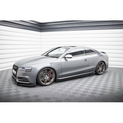Maxton Design difuzory pod boční prahy ver.2 pro Audi S5 8T, černý lesklý plast ABS, S-line Coupe