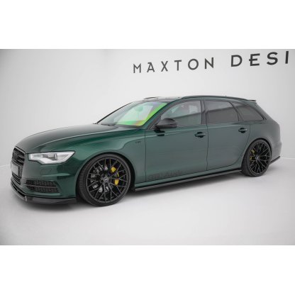 Maxton Design difuzory pod boční prahy ver.2 pro Audi S6 C7, černý lesklý plast ABS, Sedan / Avant