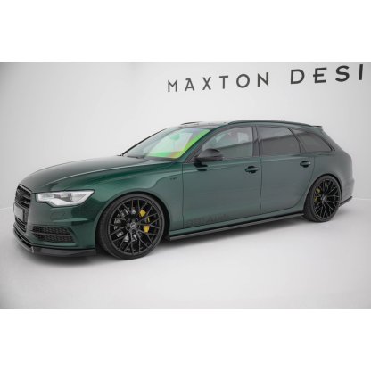 Maxton Design difuzory pod boční prahy ver.2 pro Audi S6 C7, černý lesklý plast ABS, Sedan / Avant