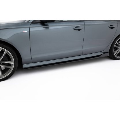 Maxton Design difuzory pod boční prahy ver.2 pro Audi S6 C7 FL, černý lesklý plast ABS, Sedan / Avant