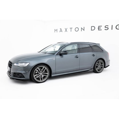 Maxton Design difuzory pod boční prahy ver.2 pro Audi S6 C7 FL, černý lesklý plast ABS, Sedan / Avant