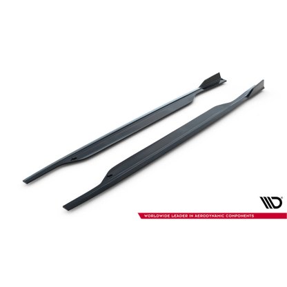 Maxton Design difuzory pod boční prahy ver.2 pro Audi S6 C7 FL, černý lesklý plast ABS, Sedan / Avant