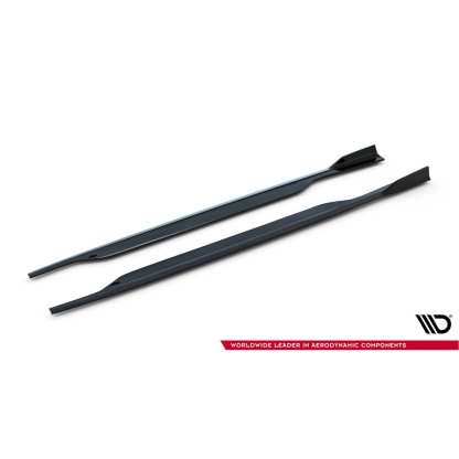 Maxton Design difuzory pod boční prahy ver.2 pro Audi S6 C7 FL, černý lesklý plast ABS, Sedan / Avant