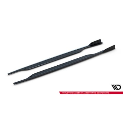 Maxton Design difuzory pod boční prahy ver.2 pro Audi S6 C7 FL, černý lesklý plast ABS, Sedan / Avant
