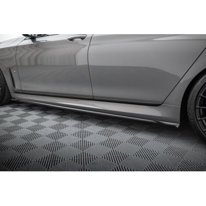 Maxton Design difuzory pod boční prahy ver.2 pro BMW řada 7 G11 Facelift M-Pack, černý lesklý plast ABS