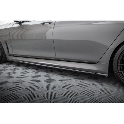 Maxton Design difuzory pod boční prahy ver.2 pro BMW řada 7 G11 Facelift M-Pack, černý lesklý plast ABS