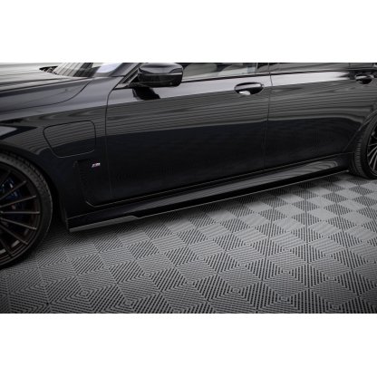 Maxton Design difuzory pod boční prahy ver.2 pro BMW řada 7 G12, černý lesklý plast ABS, long M-Pack