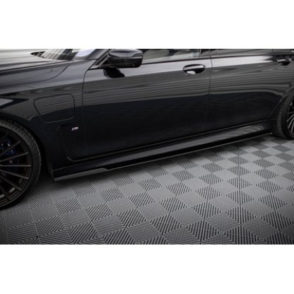 Maxton Design difuzory pod boční prahy ver.2 pro BMW řada 7 G12, černý lesklý plast ABS, long M-Pack