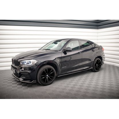 Maxton Design difuzory pod boční prahy ver.2 pro BMW X6 F16, černý lesklý plast ABS, M-Pack