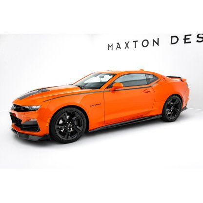Maxton Design difuzory pod boční prahy ver.2 pro Chevrolet Camaro SS Mk6 Facelift, černý lesklý plast ABS