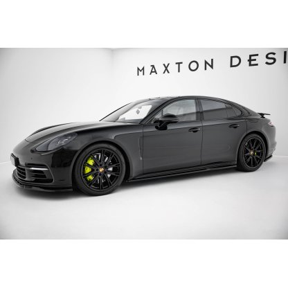 Maxton Design difuzory pod boční prahy ver.2 pro Porsche Panamera 971 E-Hybrid, černý lesklý plast ABS, vč. Turbo S