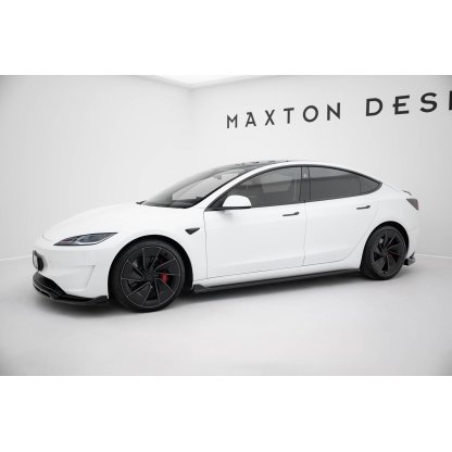 Maxton Design difuzory pod boční prahy ver.2 pro Tesla Model 3 Mk1, černý lesklý plast ABS