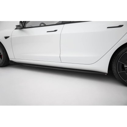 Maxton Design difuzory pod boční prahy ver.2 pro Tesla Model 3 Mk1, černý lesklý plast ABS
