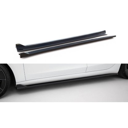 Maxton Design difuzory pod boční prahy ver.2 pro Tesla Model 3 Mk1, černý lesklý plast ABS