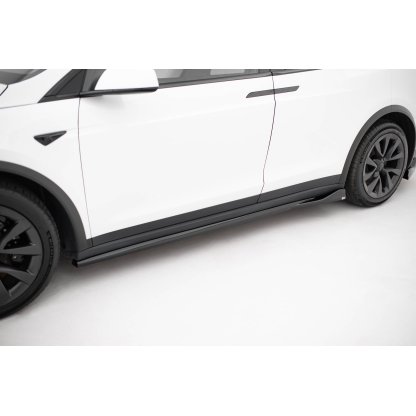 Maxton Design difuzory pod boční prahy ver.2 pro Tesla Model X Mk1 Facelift, černý lesklý plast ABS