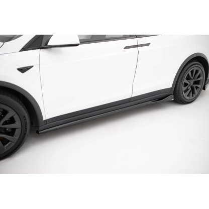 Maxton Design difuzory pod boční prahy ver.2 pro Tesla Model X Mk1 Facelift, černý lesklý plast ABS
