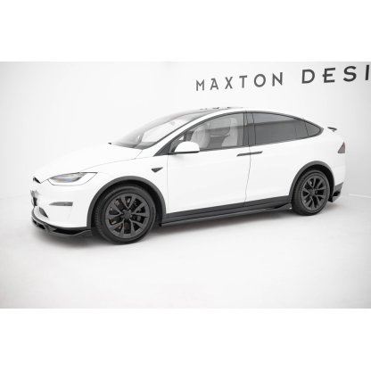 Maxton Design difuzory pod boční prahy ver.2 pro Tesla Model X Mk1 Facelift, černý lesklý plast ABS