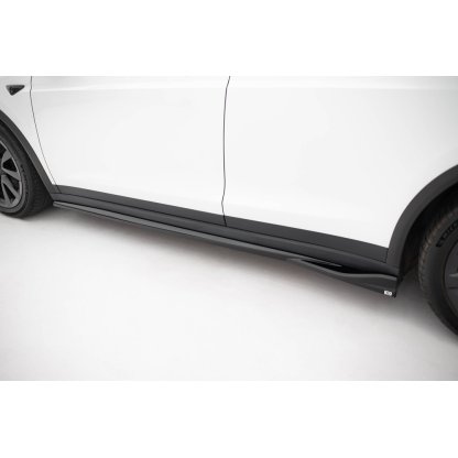 Maxton Design difuzory pod boční prahy ver.2 pro Tesla Model X Mk1 Facelift, černý lesklý plast ABS