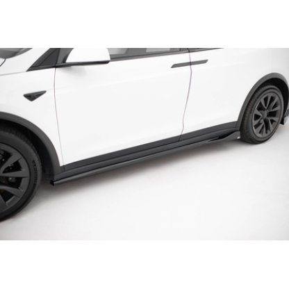 Maxton Design difuzory pod boční prahy ver.2 pro Tesla Model X Mk1 Facelift, černý lesklý plast ABS