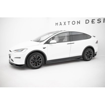 Maxton Design difuzory pod boční prahy ver.2 pro Tesla Model X Mk1 Facelift, černý lesklý plast ABS