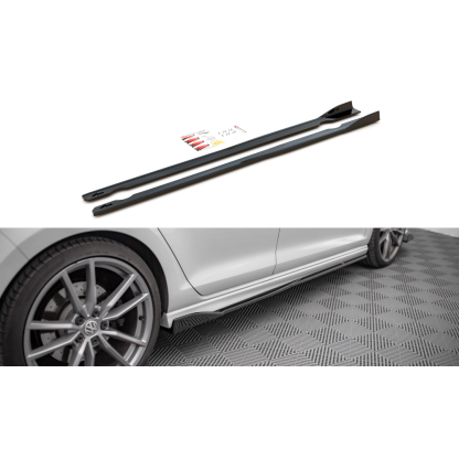 Maxton Design difuzory pod boční prahy ver.2 pro Volkswagen Golf R Mk7, černý lesklý plast ABS
