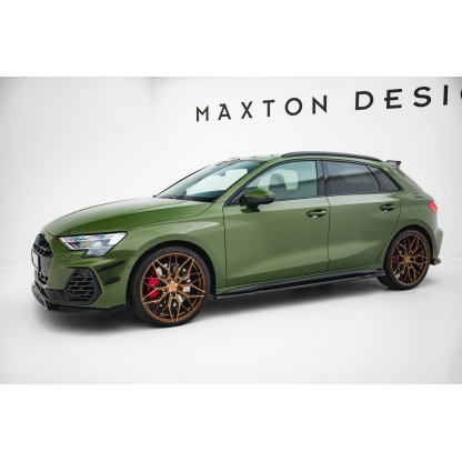 Maxton Design difuzory pod boční prahy ver.3 pro Audi A3 8Y Facelift, černý lesklý plast ABS, S-Line / S-Line Sedan