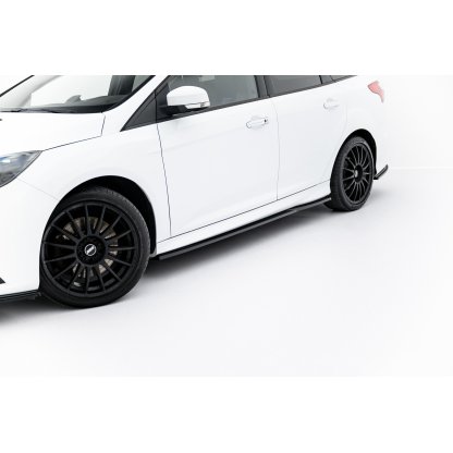 Maxton Design difuzory pod boční prahy ver.3 pro Ford Focus ST Mk3, Mk3 Facelift, černý lesklý plast ABS