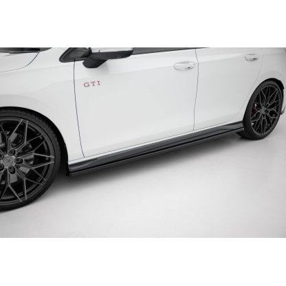Maxton Design difuzory pod boční prahy ver.4 pro Volkswagen Golf GTI Mk8, černý lesklý plast ABS